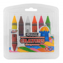 Double-Ended Premium Super Jumbo Crayons, 12 Colors - BAZ2520 | Bazic Products | Crayons