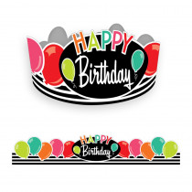 Black, White & Stylish Brights Birthday Crowns, Pack of 30 - CD-101092 | Carson Dellosa Education | Crowns