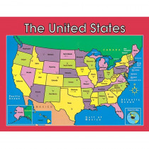 CD-114091 - Us Map Laminated Chartlet 17X22 in Social Studies
