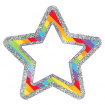CD-120246 - Rainbow Glitter Stars Cut Outs Sparkle And Shine in Accents