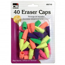 Pencil Eraser - Caps - Assorted Colors - 40/Cd - CHL80740 | Charles Leonard | Erasers