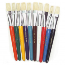 CK-5184 - Flat Wooden Handle Brushes 10/Set in Paint Brushes