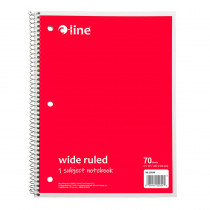 1-Subject Notebook, 70 Page, Wide Ruled, Red - CLI22044 | C-Line Products Inc | Note Books & Pads