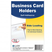 Self-Adhesive Business Card Holder, Side Load, 2" x 3-1/2", Pack of 10 - CLI70238 | C-Line Products Inc | Sheet Protectors