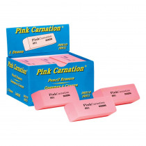 Pink Carnation Erasers, Large, 2-9/16 x 1 x 7/16, Pack of 12 - DIX38910 | Dixon Ticonderoga Company | Erasers