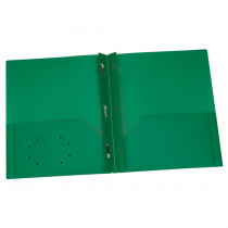 Green Poly Two Pocket Portfolio with Prongs, Pack of 25 - ESS76024 | Tops Products | Folders