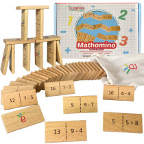Mathomino Plus & Minus up to 20 Addition & Subtraction Wooden Math Domino Game - EXAE3308 | Extasticks Llc | Dominoes