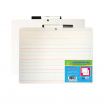 Two-Sided Primary Ruled/Blank Dry Erase Board with Attached Marker, 9" x 12", Single - FLP19034 | Flipside | Dry Erase Boards
