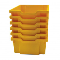 Deep F2 Tray, Sunshine Yellow, 12.3" x 16.8" x 5.9", Heavy Duty School, Industrial & Utility Bins, Pack of 6 - GTSF0202P6 | Gratnells Llc | Storage Containers