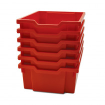 Deep F2 Tray, Flame Red, 12.3" x 16.8" x 5.9", Heavy Duty School, Industrial & Utility Bins, Pack of 6 - GTSF0209P6 | Gratnells Llc | Storage Containers