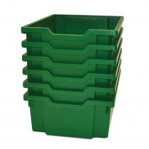 Deep F2 Tray, Grass Green, 12.3" x 16.8" x 5.9", Heavy Duty School, Industrial & Utility Bins, Pack of 6 - GTSF0210P6 | Gratnells Llc | Storage Containers