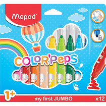 Color'Peps My First Safety Tip Ultrawashable Markers, Pack of 12 - MAP846020ZC | Maped Helix Usa | Markers