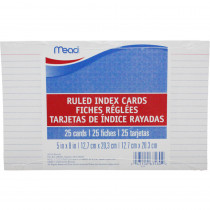 MEA63580 - Cards Index Ruled 5 X 8 25 Ct in Index Cards