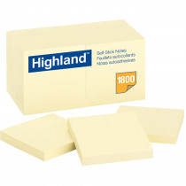 MMM654918PK - Highland Self Stick 18Pk Removable Notes 3X3 Yellow in Post It & Self-stick Notes