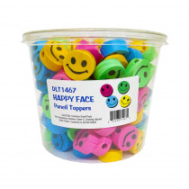 Happy Face Pencil Erasers Toppers, Pack of 12 - MUSDLT1467 | Musgrave Pencil Co Inc | Pencils & Accessories