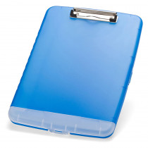 Slim Clipboard with Storage Box, Low Profile Clip & Storage Compartment, Blue - OIC83304 | Officemate Llc | Clipboards