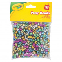 Pony Beads, Assorted Metallic Colors, 400 Pieces - PACAC355403CRA | Dixon Ticonderoga Co - Pacon | Beads