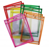Dry Erase Pockets, 5 Assorted Neon Colors, 6" x 9", 10 Pockets - PACAC9893 | Dixon Ticonderoga Co - Pacon | Dry Erase Sheets