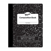 Composition Book, Black Marble, 9/32" Ruled w/ Margin, 9-3/4" x 7-1/2", 100 Sheets - PACMMK37106 | Dixon Ticonderoga Co - Pacon | Note Books & Pads