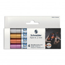 Paint-It 011 Metallic Markers, 2 mm Tip, Wallet, 4 Assorted Ink Colors (Set 1) - PSYML01111501 | Rediform Inc | Markers