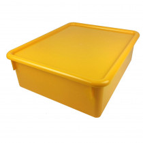 Double Stowaway Tray with Lid, Yellow - ROM13003 | Romanoff Products | Storage Containers