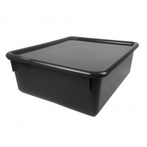 Double Stowaway Tray with Lid, Black - ROM13010 | Romanoff Products | Storage Containers