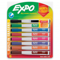 Magnetic Dry Erase Markers with Eraser, Fine Tip, Assorted Colors, 8-Count - SAN1944748 | Sanford L.P. | Markers