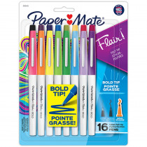 Flair Felt Tip Pens, Bold Tip (1.2 mm), Assorted Colors, 16 Count - SAN2125413 | Sanford L.P. | Pens