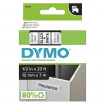 Standard D1 Labeling Tape for LabelManager Label Makers, Black Print on White Tape, 1/2'' W x 23' L, 1 Cartridge - SAN45013 | Sanford L.P. | Mailroom
