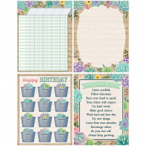 Rustic Bloom Succulents, 4 Chart Set - TCR32367 | Teacher Created Resources | Classroom Theme