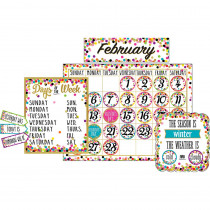 TCR5443 - Confetti Calendar Bulletin Board Set in Classroom Theme