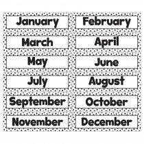 Black Painted Dots on White Monthly Headliners, Pack of 12 - TCR7082 | Teacher Created Resources | Calendars