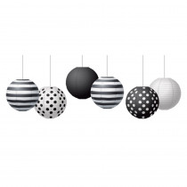 Black & White 8" Hanging Paper Lanterns, Pack of 6 - TCR77488 | Teacher Created Resources | Accents