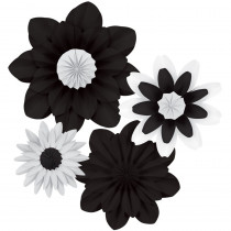 Black and White Paper Flowers, Pack of 4 - TCR8351 | Teacher Created Resources | Accents