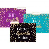 Gold Foil Confetti File Folders, Letter Size, Pack of 12 - TCR8537 | Teacher Created Resources | Folders