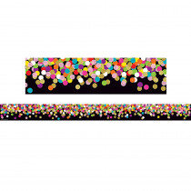 Colorful Confetti on Black Straight Rolled Border Trim, 50' - TCR8898 | Teacher Created Resources | Border/Trimmer