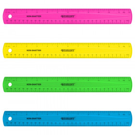 12" Shatterproof Ruler with Anti-Microbial, Assorted Translucent Colors