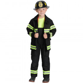 Black Firefighter Jacket & Bib Overalls W/ Suspenders Size 6-8