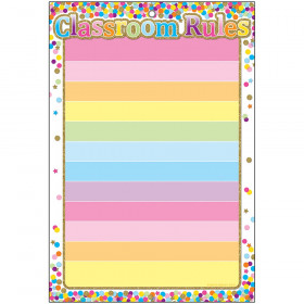 Smart Poly Chart, 13" x 19", Confetti Classroom Rules, w/Grommet