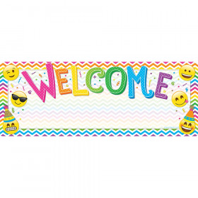 Smart Poly Welcome Banner, 9" x 24", Emoji