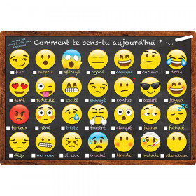 Smart Poly French Immersion Chart, 13" x 19", Emoji, Comment te sens-tu aujourd'hui ? (How Are You Feeling Today?)