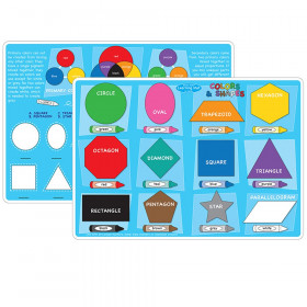 Smart Poly Learning Mats, 12" x 17", Double-Sided, Colors & Shapes, Pack of 10