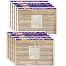 Smart Poly Double-Sided Learning Mats, 12" x 17", US Declaration of Independence, Pack of 10