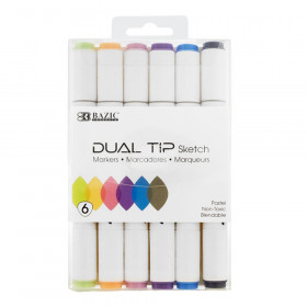 Dual Tip Sketch Markers, 6 Pastel Colors