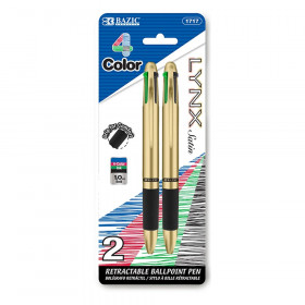 Lynx Satin Top 4-Color Pen with Cushion Grip, Pack of 2