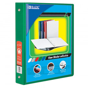 BAZIC 3-Ring View Binder with 2 Pockets, 1.5", Green