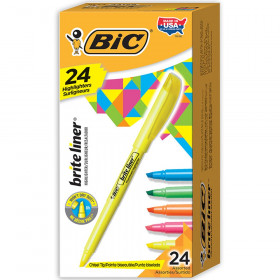 Brite Liner Highlighters Markers, Chisel Tip Super Bright Fluorescent Highlighters Assorted Colors, Won't Dry Out, 24-Count Pack