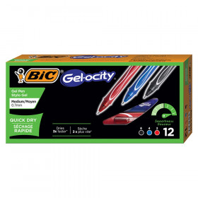 Gel-ocity Quick Dry Retractable Gel Pens, Assorted Black, Blue & Red