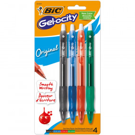 Gel-ocity Quick Dry Retractable Gel Pen, Medium Point (0.7mm), Assorted Colors, Pack of 4