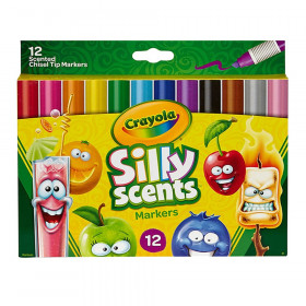 Crayola Silly Scents Washable Markers, Chisel Tip, 12 colors/scents
